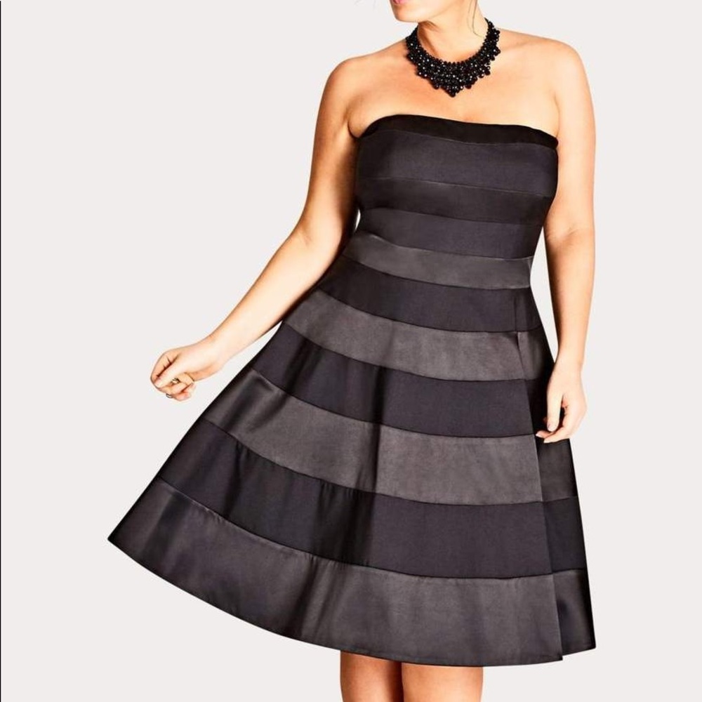 CITY CHIC Miss Shady Fit & Flare Dress - Black